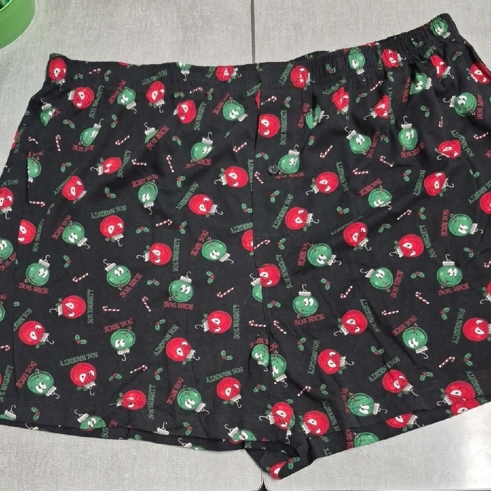 Mens Christmas Joe Boxer Black Boxers with Red and Green Accents XL